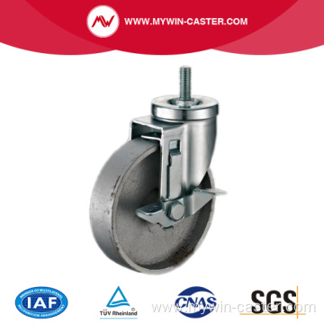 Side Braked Threaded Stem Swivel Cast Iron Castor